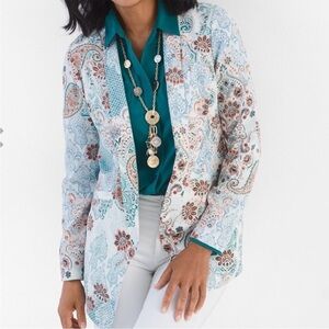 Like New Chicos Floral Twill Jacket Top Size Large